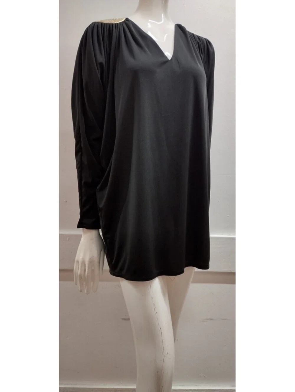 Bill Tice Black Disco Mini Dress Long Sleeve Studio 54 Chic AVANTE-GARDE 70s M/L